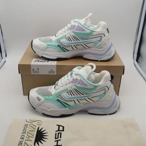 Ash Women's Athletic Shoes in White, Mint, and Lavender - Picture 3 of 10